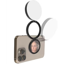Load image into Gallery viewer, Porodo Lifestyle 360° Rotatable Foldable Magnetic Suction Flip with 180° Tricolor Fill Light Adjustment and Compact Mirror - Black - CVRGRM