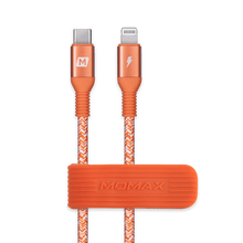 Load image into Gallery viewer, Momax Elite Link USB C to Lightning Nylon - Braided Fast Charging Cable (1.2M) - Orange - CVRGRM