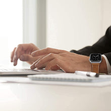 Load image into Gallery viewer, Marge Plus Compatible with Apple Watch Band Genuine Leather (38mm/ 40mm) - BROWN/SILVER - CVRGRM