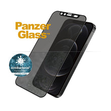 Load image into Gallery viewer, PANZERGLASS iPhone 12/12 Pro - Cam Slider Black Frame W/ Anti - Microbial Screen Protector - Privacy - CVRGRM