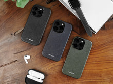 Load image into Gallery viewer, GRAMS28 121 MagSafe Pebbled Leather Case | iPhone 16 Pro - Black
