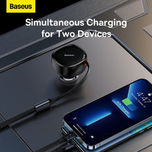 Load image into Gallery viewer, Baseus Enjoyment Retractable 2-in-1 Car Charger C+L 30W - Black
