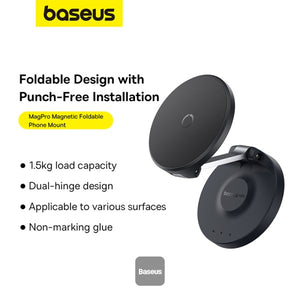 Baseus MagPro Foldable Magnetic Phone Holder 360° Rotatable Adjustable Arm Wall-Mounted Stand - Black