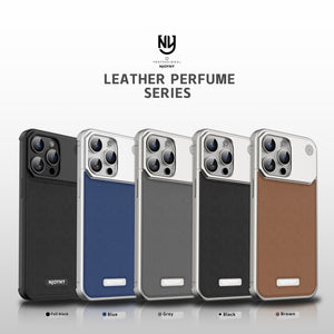 NJOYNY Leather Metal Case for iPhone 16 Pro Max