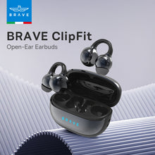 Load image into Gallery viewer, BRAVE E-31 ClipFit Open Ear Earbuds | Wireless Bluetooth | 23H Playtime | Secure Fit | Touch Control - Black
