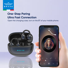 Load image into Gallery viewer, BRAVE E-31 ClipFit Open Ear Earbuds | Wireless Bluetooth | 23H Playtime | Secure Fit | Touch Control - Black
