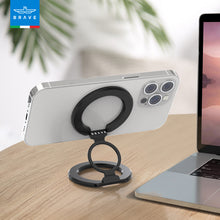Load image into Gallery viewer, BRAVE 3-in-1 Magnetic Ring Holder &amp; Kickstand | 360° Rotatable | MagSafe Compatible | Universal Phone Grip Stand- Black
