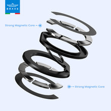 Load image into Gallery viewer, BRAVE 3-in-1 Magnetic Ring Holder &amp; Kickstand | 360° Rotatable | MagSafe Compatible | Universal Phone Grip Stand- Black
