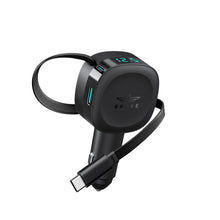 Load image into Gallery viewer, BRAVE BCC-28 60W Dual-Port Car Charger with Retractable 30W USB-C Cable | PD/PPS Fast Charging | LED Display – Black
