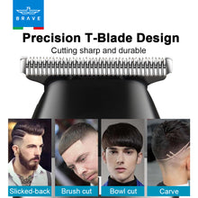 Load image into Gallery viewer, BRAVE Mini Men's Hair Trimmer | Cordless Zero-Gapped T-Blade Trimmer - Black
