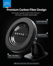 Load image into Gallery viewer, BRAVE 2-in-1 Magnetic Car Phone Holder | MagSafe Compatible Dashboard &amp; Air Vent Mount, 360° Rotation | Strong N52 Magnet - Black
