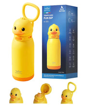 Load image into Gallery viewer, BRAVE TempGuard Fun Sip Kids Water Bottle 414ml | Insulated Stainless Steel Flask | Straw Lid with Safety Lock - Yellow
