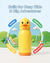 Load image into Gallery viewer, BRAVE TempGuard Fun Sip Kids Water Bottle 414ml | Insulated Stainless Steel Flask | Straw Lid with Safety Lock - Yellow
