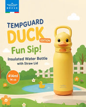 Load image into Gallery viewer, BRAVE TempGuard Fun Sip Kids Water Bottle 414ml | Insulated Stainless Steel Flask | Straw Lid with Safety Lock - Yellow
