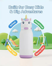 Load image into Gallery viewer, BRAVE TempGuard Fun Sip Kids Water Bottle 414ml | Insulated Stainless Steel Flask | Straw Lid With Safety Lock - White
