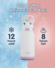 Load image into Gallery viewer, BRAVE TempGuard Fun Sip Kids Water Bottle 414ml | Insulated Stainless Steel Flask | Straw Lid With Safety Lock - White
