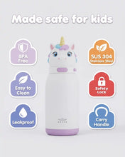 Load image into Gallery viewer, BRAVE TempGuard Fun Sip Kids Water Bottle 414ml | Insulated Stainless Steel Flask | Straw Lid With Safety Lock - White
