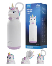 Load image into Gallery viewer, BRAVE TempGuard Fun Sip Kids Water Bottle 414ml | Insulated Stainless Steel Flask | Straw Lid With Safety Lock - White
