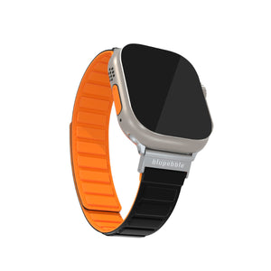 Blupebble Silicone Reversible Magnetic Strap(49/45/44/42mm) - Dolomites-  Black/Orange