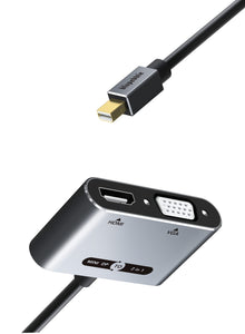 BLUPEBBLE MINI DISPLAYPORT TO HDMI +VGA 2-IN-1 ADAPTER (0.2meter)