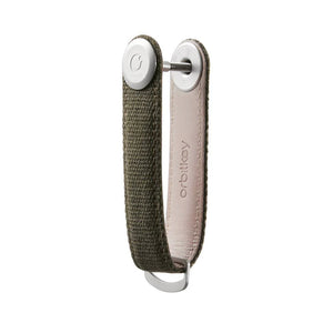 Orbitkey Canvas Key Organizer Olive with Olive Stitching