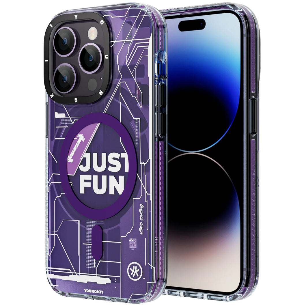 Youngkit Futuristic Circuit Magsafe iPhone 14 Pro Max Case- Purple