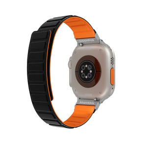 Blupebble Silicone Reversible Magnetic Strap(49/45/44/42mm) - Dolomites-  Black/Orange