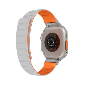 Blupebble Silicone Reversible Magnetic Strap(49/45/44/42mm) - Etna- White/Orange