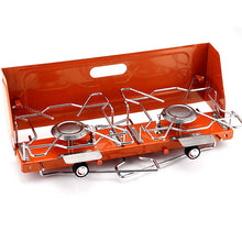 Load image into Gallery viewer, Portable Outdoor Double Burner Foldable Camping Gas Stove - Orange
