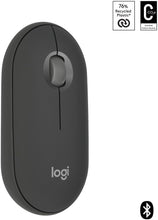 Load image into Gallery viewer, Logitech Pebble Mouse 2 M350s Slim Bluetooth Wireless Mouse, Portable, Customisable Button, Quiet Clicks, 4K DPI, 24-month battery, Easy-Switch for Windows, macOS, iPadOS, Android, Chrome OS -Graphite
