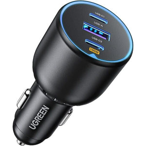 UGREEN 130W 3-Port PD Fast Car Charger - Gray