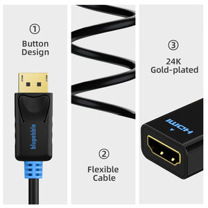 BLUPEBBLE DISPLAYPORT TO HDMI ADAPTER|4K DP to HDMI Adapter- (0.2meter)