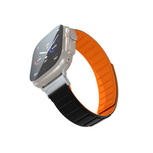 Blupebble Silicone Reversible Magnetic Strap(49/45/44/42mm) - Dolomites-  Black/Orange