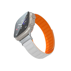 Blupebble Silicone Reversible Magnetic Strap(49/45/44/42mm) - Etna- White/Orange