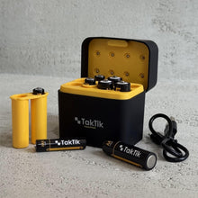 Load image into Gallery viewer, Taktik Powerpods Batteries With Charger | USB-C Charging Port | 4x AA (350mAh) + 4x AAA (250mAh) Lithium Battery - Black
