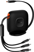 Load image into Gallery viewer, Baseus Traction Series Retractable 3-In-1 Fast Charging Cable 100W (Fast Charging Easy To Store 360° Rotation Easy To Stick On) - Black
