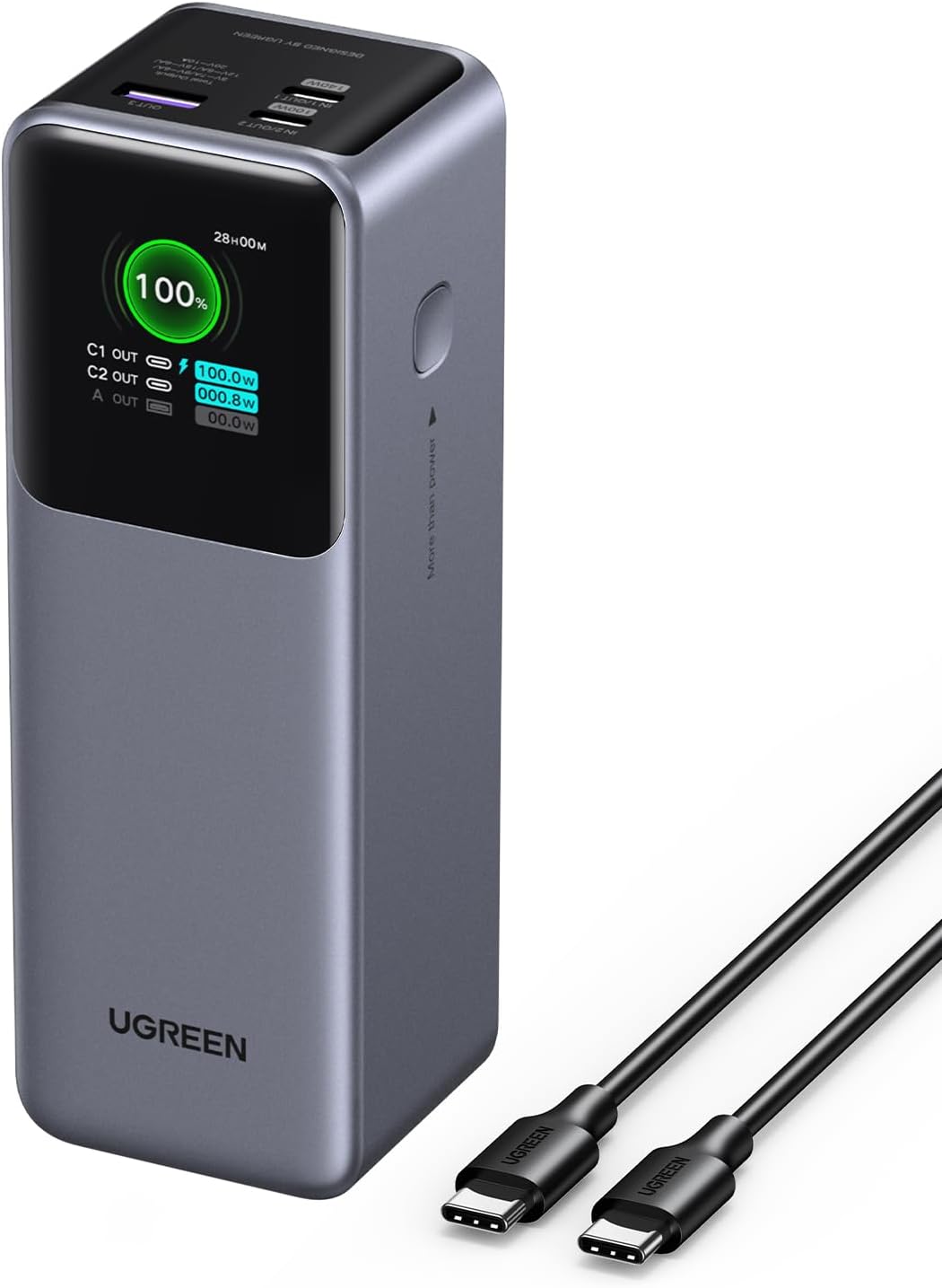 UGREEN Nexode Fast Charging Power Bank 25000mAh 200W With Smart Digital Display - Gray