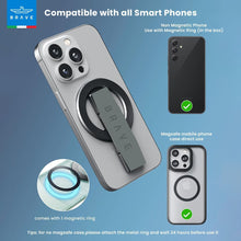 Load image into Gallery viewer, BRAVE MagGrip 3-in-1 Magnetic MagSafe Phone Grip Holder with Finger Strap &amp; Kickstand
