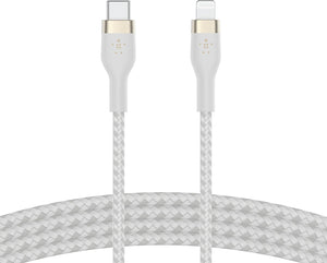 Belkin BoostCharge Pro Flex Braided USB Type C to Lightning Cable (2M/6.6ft)/20w- White