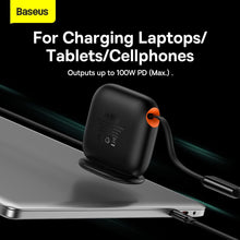 Load image into Gallery viewer, Baseus Traction Series Retractable 3-In-1 Fast Charging Cable 100W (Fast Charging Easy To Store 360° Rotation Easy To Stick On) - Black
