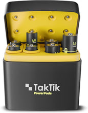 Load image into Gallery viewer, Taktik Powerpods Batteries With Charger | USB-C Charging Port | 4x AA (350mAh) + 4x AAA (250mAh) Lithium Battery - Black
