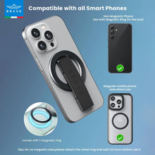 Load image into Gallery viewer, BRAVE MagGrip 3-in-1 Magnetic MagSafe Phone Grip Holder with Finger Strap &amp; Kickstand
