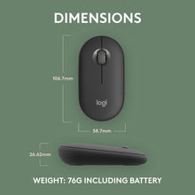 Load image into Gallery viewer, Logitech Pebble Mouse 2 M350s Slim Bluetooth Wireless Mouse, Portable, Customisable Button, Quiet Clicks, 4K DPI, 24-month battery, Easy-Switch for Windows, macOS, iPadOS, Android, Chrome OS -Graphite
