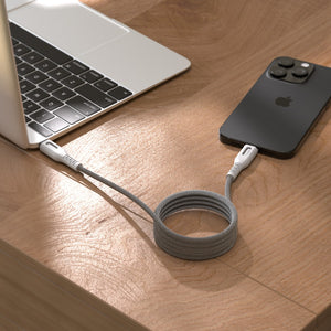 BluPebble PowerFlow Magnetic USB-C to USB-C Cable 3.3ft 60W -1m/Grey