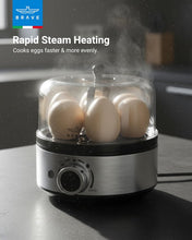 Load image into Gallery viewer, BRAVE Smart Electric Egg Cooker &amp; Boiler 7-Egg | 400W Rapid Steam with Timer &amp; Ding Alert | Custard Bowl Included – Grey
