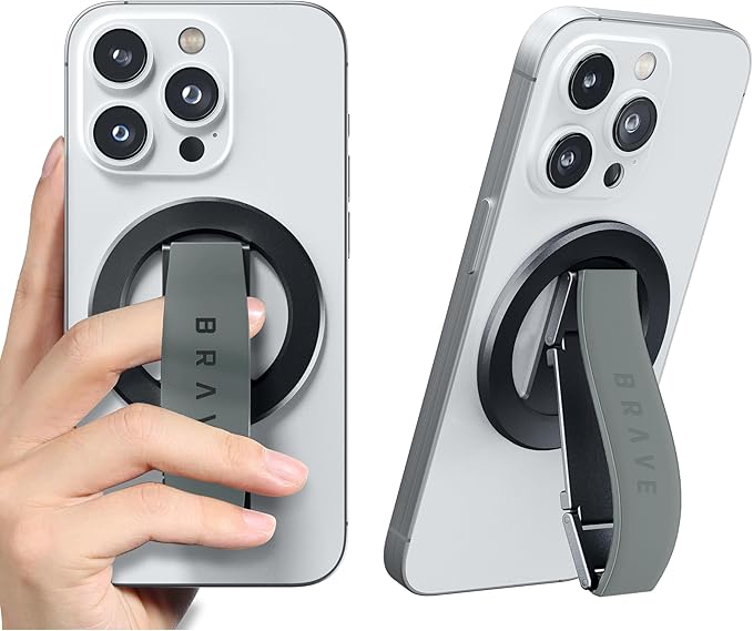 BRAVE MagGrip 3-in-1 Magnetic MagSafe Phone Grip Holder with Finger Strap & Kickstand