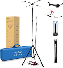 Load image into Gallery viewer, BRAVE BrightForce Pro 80W Portable Camping Light | 8000LM Foldable LED Floodlight with 2.5m Tripod | Battery Clip Power &amp; IP54 Waterproof Lamp
