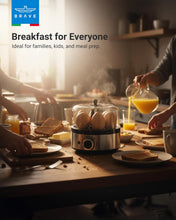Load image into Gallery viewer, BRAVE Smart Electric Egg Cooker &amp; Boiler 7-Egg | 400W Rapid Steam with Timer &amp; Ding Alert | Custard Bowl Included – Grey
