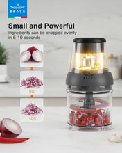 Load image into Gallery viewer, BRAVE Mini Electric Food Chopper 500ml | 400W Motor with 4 Blades &amp; Whisk | Vegetable Cutter, Meat Grinder &amp; Egg Beater – Grey
