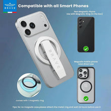Load image into Gallery viewer, BRAVE MagGrip 3-in-1 Magnetic MagSafe Phone Grip Holder with Finger Strap &amp; Kickstand
